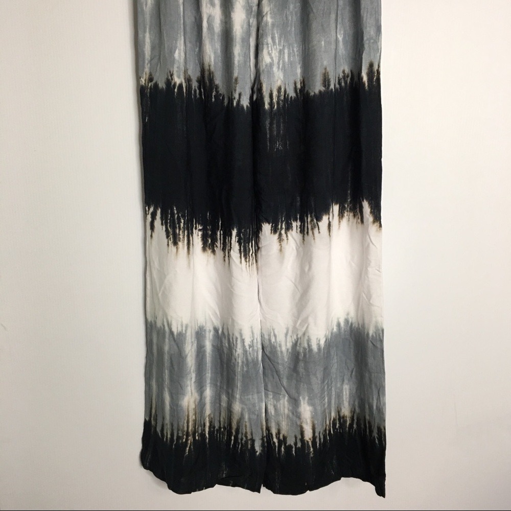 Tie-Dye Wide Leg Pants - Black & Gray - Picture 6 of 11